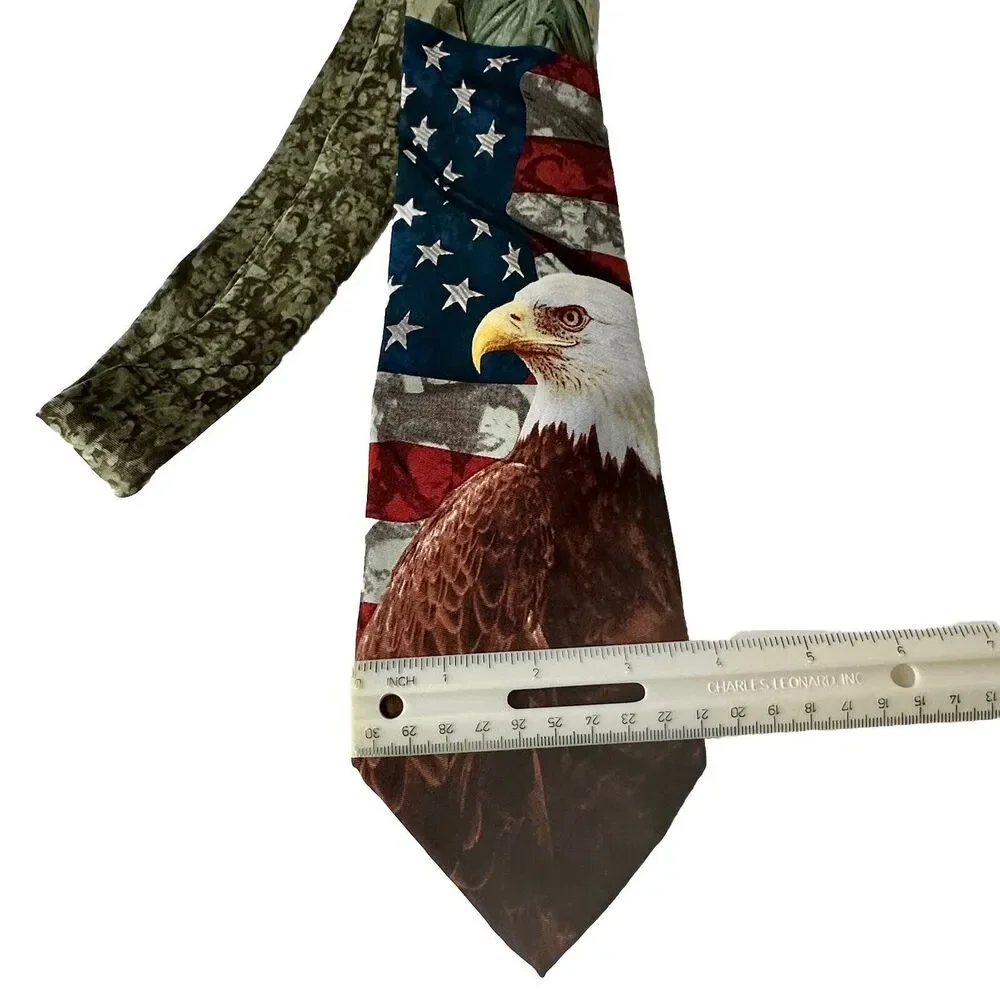 Eagles Neck Tie Bald Eagle Tie Patriotic Neck Tie Flag Tie Silk